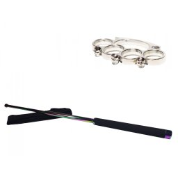 Set baston telescopic 66 cm si box craniu argintiu