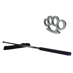 Set baston telescopic 66 cm + box argintiu 0.5 cm grosime