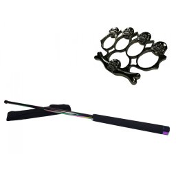 Set baston telescopic 66 cm si box-rozeta craniu negru