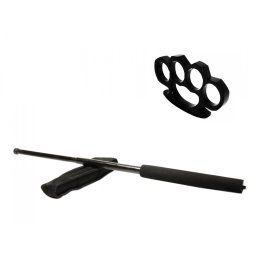 Set baston telescopic negru 50 cm si box negru 0.5 cm grosime