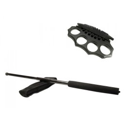 Set baston telescopic negru 50 cm si box negru model nou