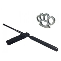 Set baston telescopic Police, 49 cm si box argintiu 0,5 cm grosime
