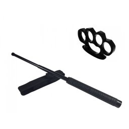 Set baston telescopic Police, 49 cm si box negru 1 cm grosime