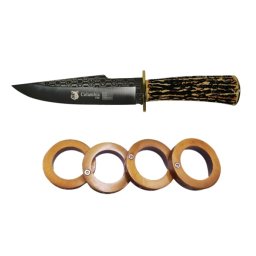 Set cutit de vanatoare Bone Blade, 31 cm si rozeta extensibia pentru autoaparare ,DEPOX® , otel