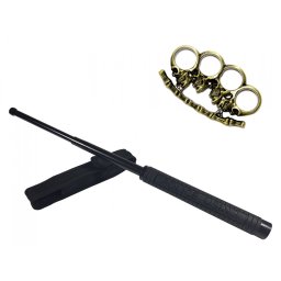 Set baston telescopic Police, 49 cm si pumnal/box crani
