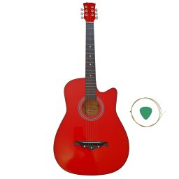 Chitara clasica din lemn DEPOX®, Red Raven, 95 cm, model Cutaway, rosie, pana inclusa