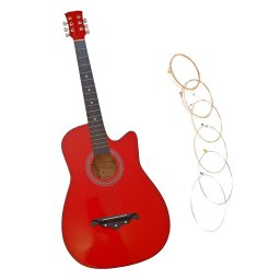 Chitara clasica din lemn DEPOX®, Red Raven, 95 cm, model Cutaway, rosie, corzi incluse