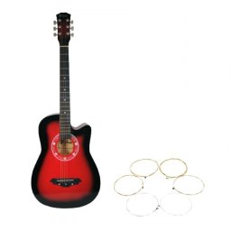 Chitara clasica din lemn DEPOX®, Cutaway Country Red, set de corzi incluse, 95 cm, rosu