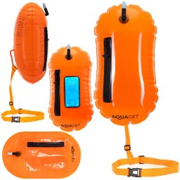 Geanta de inot cu spatiu depozitare uscat 2 in 1, geamandura gonflabila de siguranta, fereastra transparenta pentru utilizare telefon, 20 L, 42x22x15
