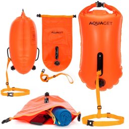 Geanta de inot cu spatiu depozitare uscat 2 in 1, geamandura gonflabila de siguranta, etansa cu 2 camere de aer, 36 L, fluier de urgenta incorporat, 5