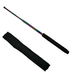 Baston telescopic din otel, rainbow, 66 cm, 3 sectiuni, husa cadou