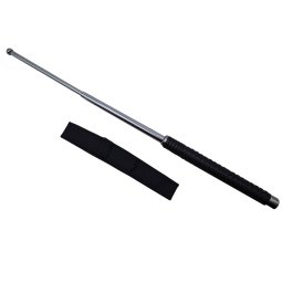 Baston telescopic DEPOX®, Silver Siege, otel inoxidabil, 64 cm, 3 sectiuni, argintiu, husa inclusa