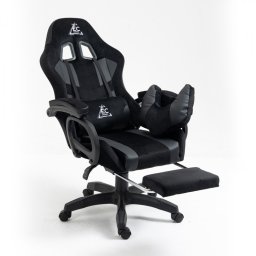 Scaun de gaming negru, cu suport picioare si perna de masaj, max 150 kg, 61x116-123 cm, JollyMag, KO23CZ