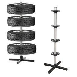 Suport metalic depozitare 4 roti, din aluminiu, jante cu anvelope auto cu latimea maxima de 225 mm, Jollymag, REA5202