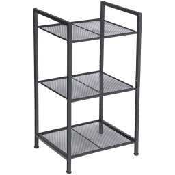 SONGMICS Raft metalic cu 3 niveluri, polite ajustabile, pentru baie sau bucatarie, stil industrial, 38x30x72 cm, negru