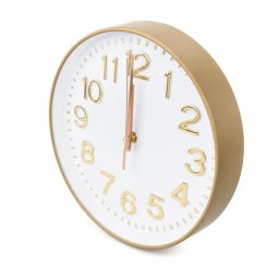 Ceas De Perete Decorativ, 25 Cm, Design Modern Si Elegant, Pentru Living, Dormitor, Birou, Alb Cu Detalii Aurii