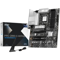 MSI PRO Z890-S WIFI6E, LGA 1851, Dual Channel DDR5 up to 8800(OC)MHz, 4x PCIe x16 slots, 3x M.2 slot, 6x USB 3.2 Gen 1, 1x USB 3.2 Gen 2x2 Type-C, 1x HDMI, 1x DP, 2.5Gbps LAN, WIFI6E, 7.1 Audio, 3Y