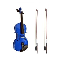 Vioara clasica, marime 4/4, lemn, albastra, toc din material + arcus 1/4 extra