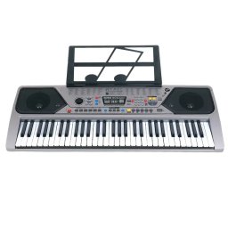 Orga electronica DEPOX®, Schone Klange, intrare USB, mini-microfon, suport partitura inclus, argintiu
