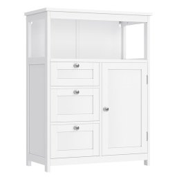 VASAGLE Dulap de baie cu 3 sertare si dulap, raft reglabil, MDF, 60x30x80 cm, alb