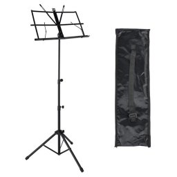 Stativ partitura, pliabil, cleme prindere, husa transport, 50 x 30 x 150 cm, otel, negru