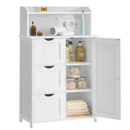 VASAGLE Dulap de baie cu sertare si usa, priza integrata cu USB, rafturi reglabile, MDF, 30x60x100 cm, alb