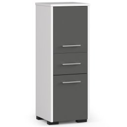 Dulap de baie tip baza, cu 2 usi si sertar, PAL 16 mm, 30x30x85 cm, alb si gri