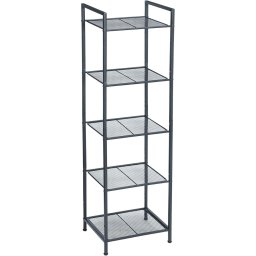 SONGMICS Raft metalic cu 3 niveluri, polite ajustabile, pentru baie sau bucatarie, stil industrial, 38x30x128 cm, negru