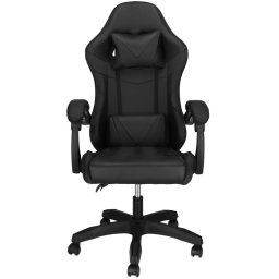 Scaun birou pentru gaming, ergonomic, suport lombar si tetiera, 114-123x55x50 cm, negru