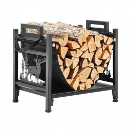 Suport de lemne pentru seminee, Vivatechnix 450 Ã— 315 Ã— 415 mm, Otel, Negru