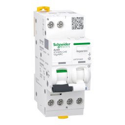 Acti9 AFDD, Intreruptor automat diferential, detectie arc electric, iCV40N, 1P+N, curba C, 40A, 6kA, 30mA tip A-SI, VigiARC RCBO, Schneider, A9TDF3640