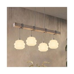 BRILAGI - Lustră suspendată pe cablu WOOD GLASS 4xE27/60W/230V pin/gri/alb