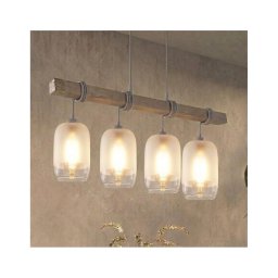 BRILAGI - Lustru suspendat pe cablu WOOD GLASS 4xE27/60W/230V pin/gri/alb