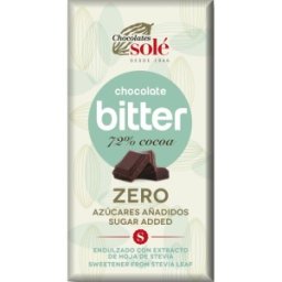 Ciocolata Neagra cu Stevie, 72% Cacao, 100 g, Chocolates Sole