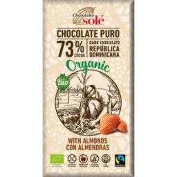 Ciocolata Neagra BIO 73% Cacao, cu Migdale, 150 g, Chocolates Sole