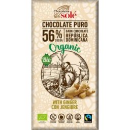 Set 2 x Ciocolata Neagra BIO cu Ghimbir, 56% Cacao, 100 g, Chocolates Sole
