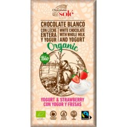 Set 2 x Ciocolata Alba BIO cu Iaurt si Capsuni, 100 g, Chocolates Sole