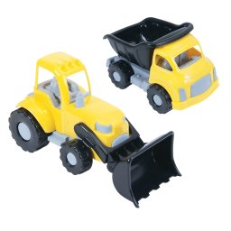 Camion si excavator pentru copii din plastic rezistent, DOLU