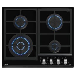 Plita pe gaz incorporabila Teka GZC 64320 XBC, 4 arzatoare, Gratar fonta, Aprindere, Sticla neagra