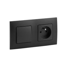 Legrand - Priză casnică 250 V/16 A și întrerupător unipolar, 1 modul, NILOE, negru