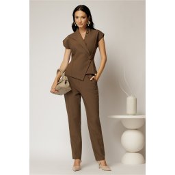 Compleu DY Fashion office maro cu vesta si pantaloni
