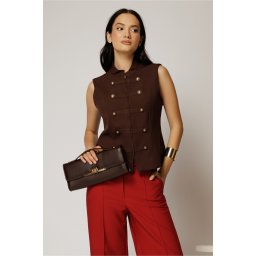 Vesta maro casual office cu croi cambrat