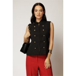 Vesta neagra casual office cu croi cambrat