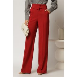 Pantaloni eleganti bordo cu 3 nasturi si croi evazat