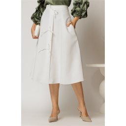 Fusta DY Fashion alba midi clos cu fundite aplicate