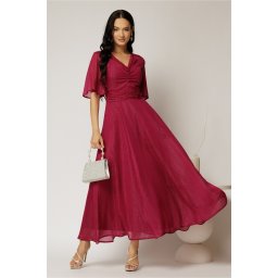 Rochie DY Fashion midi magenta din voal cu fir lurex