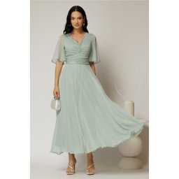 Rochie DY Fashion midi bleu din voal cu fir lurex