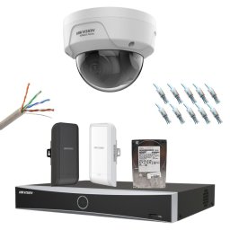 Kit camere supraveghere pentru lift Hikvision – Sistem IP Complet AI 2MP, IR 30 m, lentila 2.8 mm, AcuSense, bridge wireless 500m, IK10, IP67, HDD 1TB