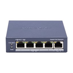 Switch-repeater Gigabit 4 x RJ45 PoE Out af/at, 1 x RJ45 PoE In af/at/bt, Management - HIKVISION DS-3E0505P-E-R