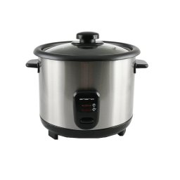 Fierbator de orez Emerio RCE-110118.5, 1,5 l, 500 W, functie de mentinere la cald, acoperire antiaderenta, capac de sticla, inox